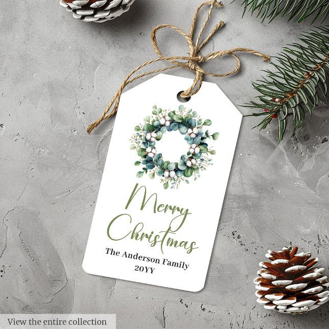 Boho Scandinavian Pine Wreath Xmas Gift Tag Geschenkanhänger (Boho Scandinavian Pine Wreath Xmas Gift Tag)