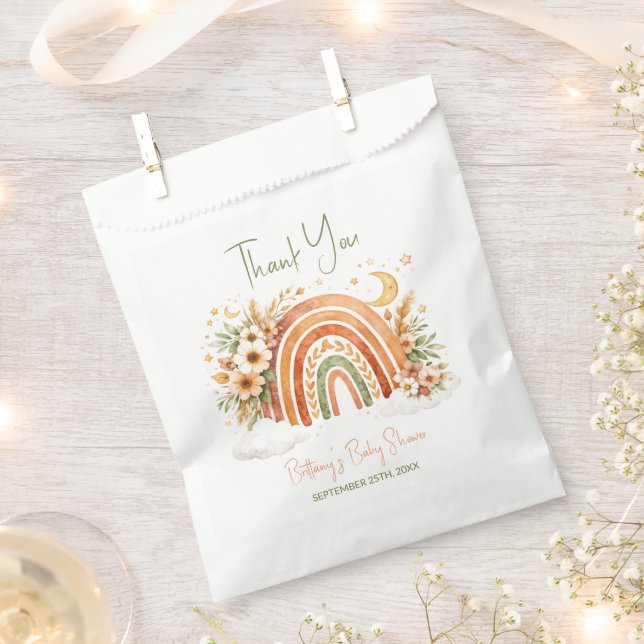 Boho Scandinavian Rainbow Baby Shower Thank You Geschenktütchen (Ausgeschnitten)
