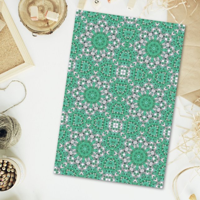 boho schicke böhmische Muster smaragdgrün Seidenpapier (boho chic bohemian pattern emerald green tissue paper)