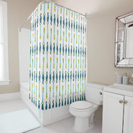 Boho schicke gelbe blaue Pfeile Duschvorhang