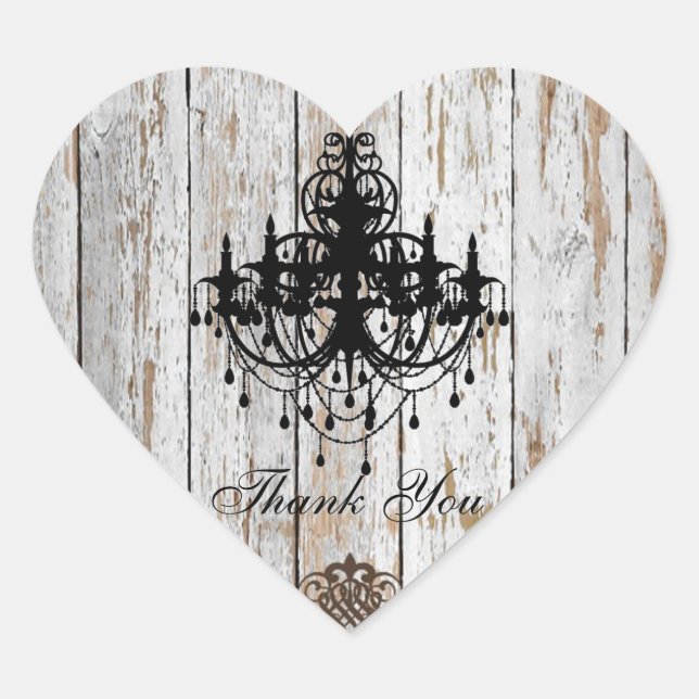 Boho schicke Scheune Holz rustikale Landhochzeit Herz-Aufkleber (Vorderseite)