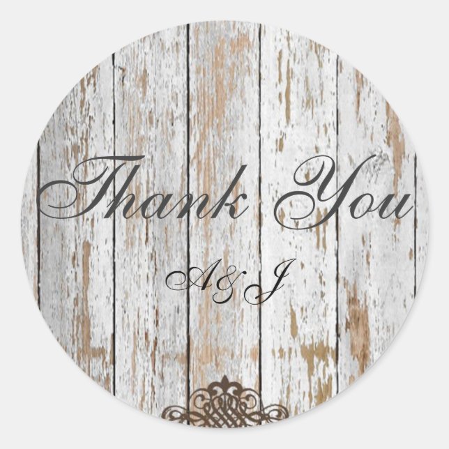 Boho schicke Scheune Holz rustikale Landhochzeit Runder Aufkleber (Vorderseite)