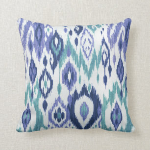 Boho schickes Schieferaqua eisige blaue Ikat Kissen