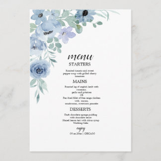 Boho-Schimmernde Florale Hochzeitseinladung Menükarte