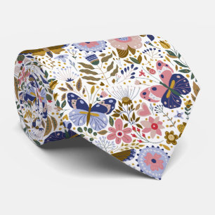 Boho-Schmetterling Buntes Wildblumen-Muster Krawatte