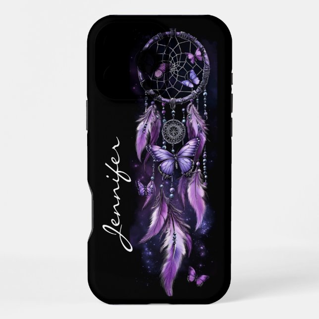 Boho-Schmetterling-Feder-Traumfänger  iPhone Hülle (Rückseite)