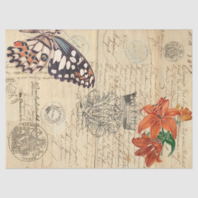 Boho Schmetterling links Decoupage Blatt Seidenpapier (Vorderseite)