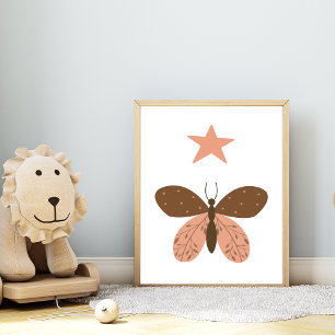 Boho-Schmetterling und ein Stern Kinderzimmer Druc Poster