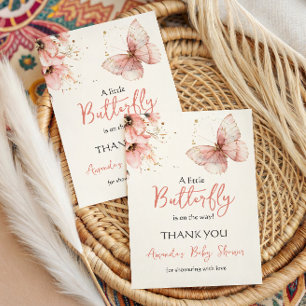 Boho-Schmetterling Wildblumen Blumen Mädchen Baby- Dankeskarte