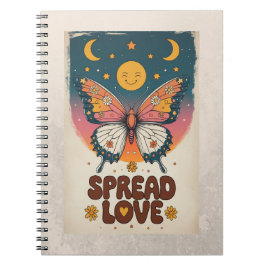 Boho-Schmetterlings-Notizbuch – Liebe verbreiten T Notizblock