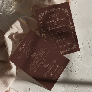 Boho-Schokoladenbraun Florales Alles-in-Einem-Hoch Einladung