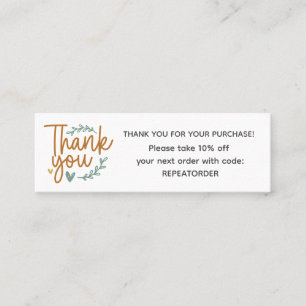 Boho-Schrift-Handschrift Danke-Logo Mini Visitenkarte