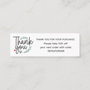 Boho-Schrift-Handschrift Danke-Logo Mini Visitenkarte