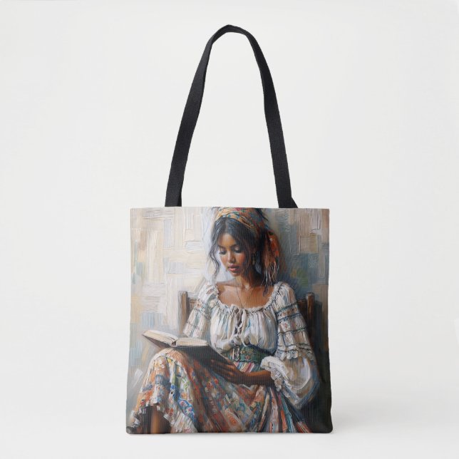 Boho Schwarze Frau beim Lesen (Vorderseite)