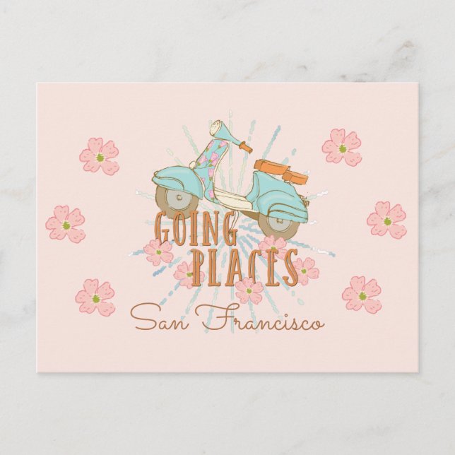 Boho Scooter Going Places Postkarte (Vorderseite)