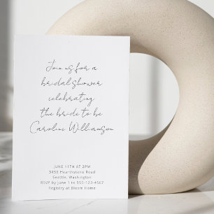 Boho Script Black White Modern Bridal Shower Invit Einladung