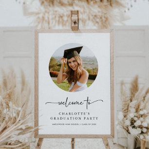 Boho Script Foto Abschluss Begrüßungszeichen Poster