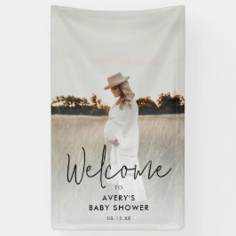 Boho Script Foto Baby Dusche Willkommen Banner