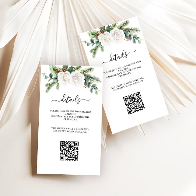 Boho Script Greenery Wedding Reception QR Code Mitteilungskarte (Von Creator hochgeladen)