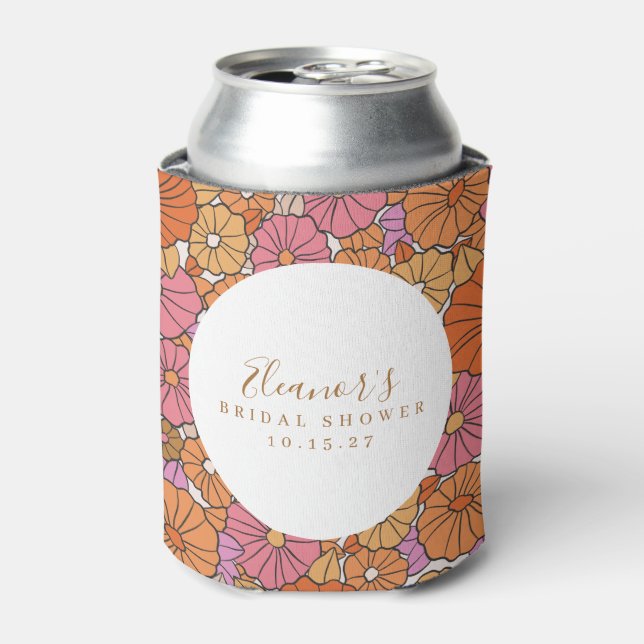 Boho Script Ocker Rosa Florale Hochzeitsdusche Cus Dosenkühler (Kanne Vorderseite)