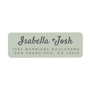 Boho Script Pastel Green Wedding Rücksendeadresse