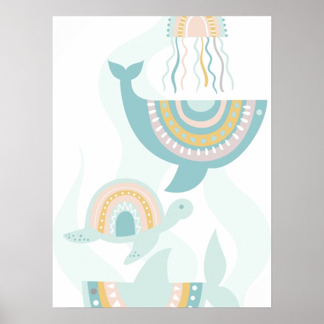 Boho Sea Animals Poster (Vorne)