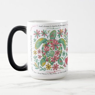 Boho Sea Turtle Christlich, 11 oder 15oz, Rosa/Grü Verwandlungstasse