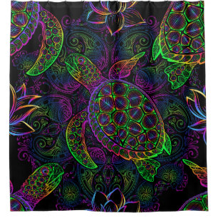 Boho Sea Turtle: Psychedelic Mandala Pattern Duschvorhang