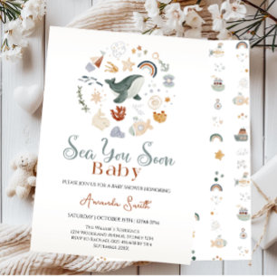 Boho Sea You Soon Nautische Babyparty-Einladung Einladung