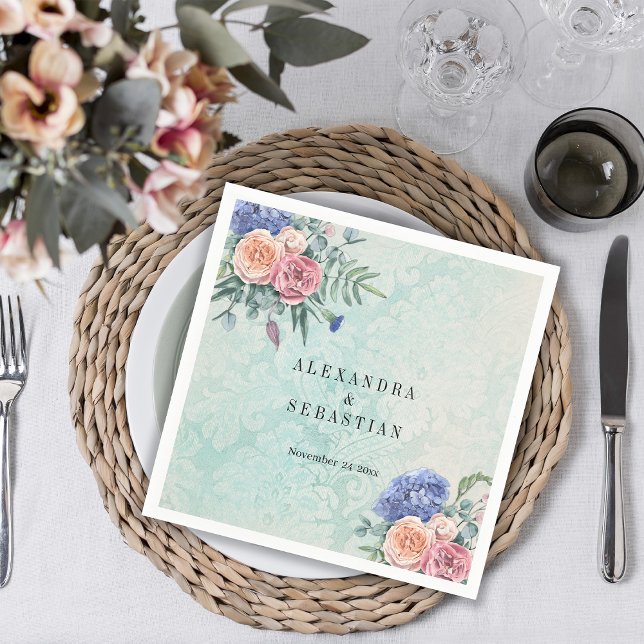 Boho Shabby Chic Blumen Grüne Rustikale Hochzeit Serviette (Von Creator hochgeladen)