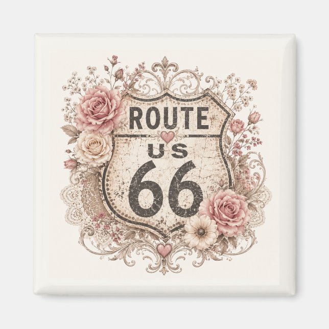 Boho Shabby Chic Mother Road Erinnerungsstück Magnet (Vorne)