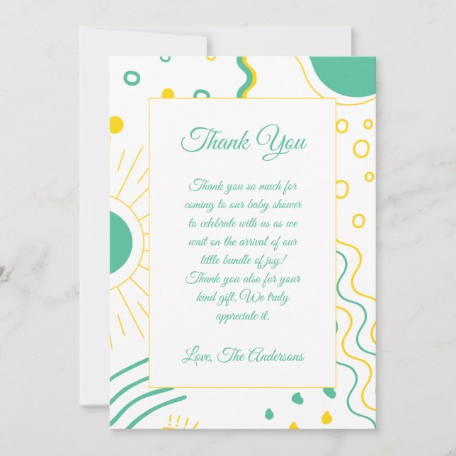Boho Shape Baby Dusche Dankeskarte (Vorderseite)