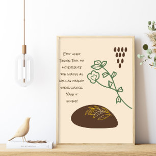 Boho Shapes Einfache grüne Blume Zitat Poster