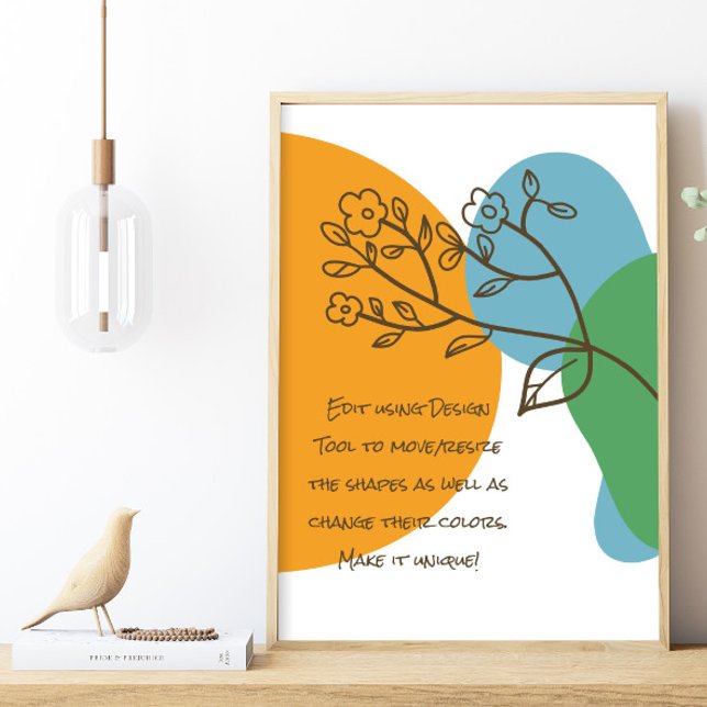 Boho Shapes Simple Lineart Blume Calm Quote Poster (Von Creator hochgeladen)