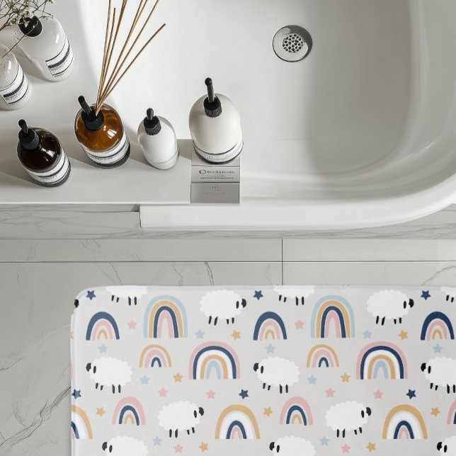 Boho Sheep Rainbow Print Badematte (Von Creator hochgeladen)