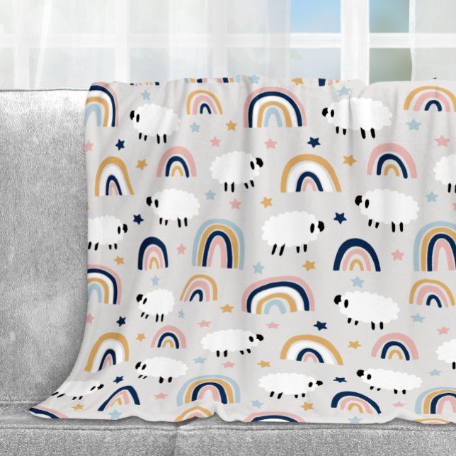 Boho Sheep Rainbow Print Fleecedecke (Von Creator hochgeladen)