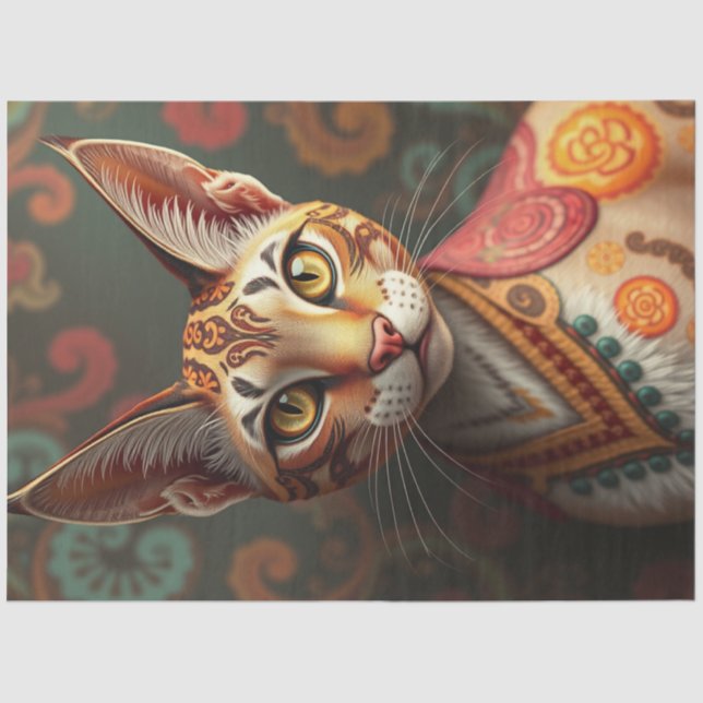 Boho Siamese Fantasy Cat Seidenpapier (Vorderseite)
