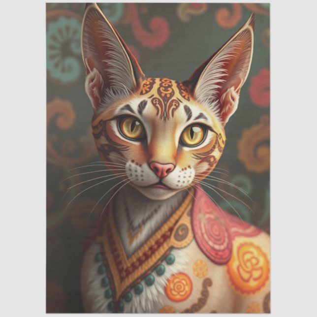 Boho Siamese Fantasy Katze  Seidenpapier (Vorderseite)