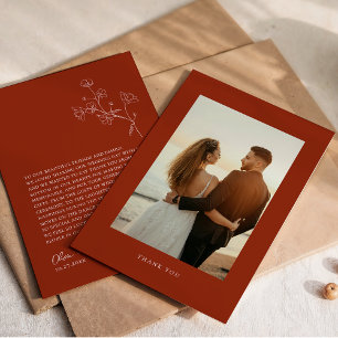 Boho Sienna Terracotta Floral Wedding Dankeskarte