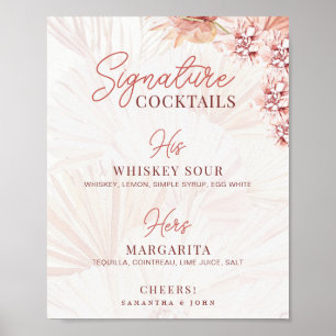 Boho Signature Cocktails seine Getränke Hochzeit Poster