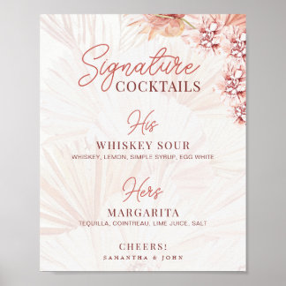 Boho Signature Cocktails seine Getränke Hochzeit Poster