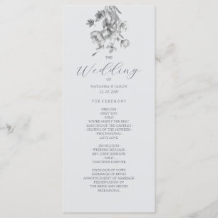 Boho-Silber-Blumen-Hochzeitsprogramm Programm