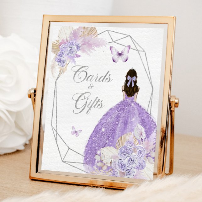 Boho Silver Lilac Blume 15 Años Karten und Geschen Poster (Von Creator hochgeladen)
