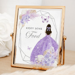 Boho Silver Lilac Geometric Quinceañera Food Poster