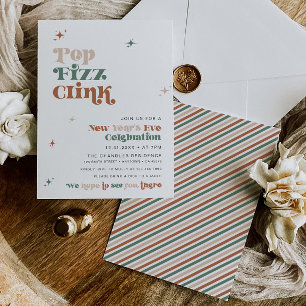 Boho Silvester Party Einladung Retro Spaß