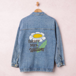 Boho Simple Daisy Future Frau Nachname Bride Jeansjacke