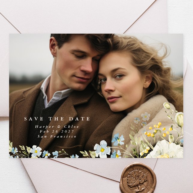 Boho Simple Elegant Wild Blume Wedding Save The Date (Von Creator hochgeladen)