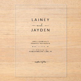 Boho Simple Elegante Script Wedding Clear Acryleinladungen