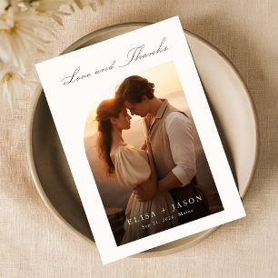 Boho Simple Modern Foto Wedding Dankeskarte