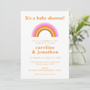 Boho Simple Pink Orange Rainbow Couple Baby Dusche Einladung